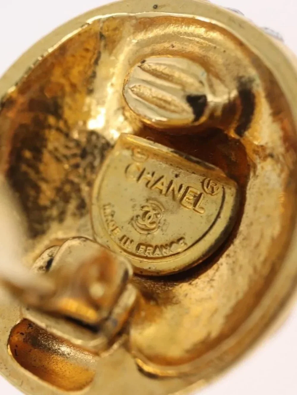 CHANEL Rhinestone Earring metal Gold Tone CC Auth ka2829 - Picture 11 of 11